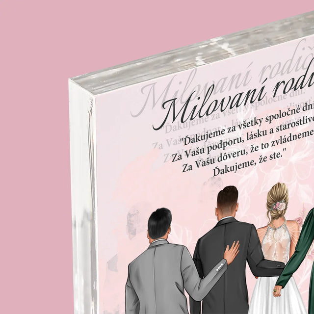 Tvorenie Postavy: Milovaní Rodičia, Ďakujeme - Akrylový Blok (Vertikálne)