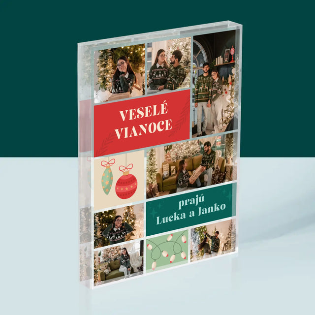 Fotokoláž: Vianočné Fotografie - Akrylový Blok (Vertikálne)