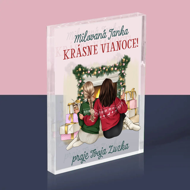 Tvorenie Postavy: Vianočné Kamarátky - Akrylový Blok (Vertikálne)