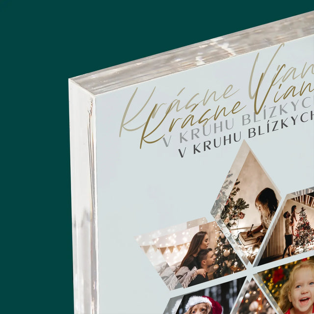 Fotokoláž: Krásne Vianoce Hviezda - Akrylový Blok (Vertikálne)