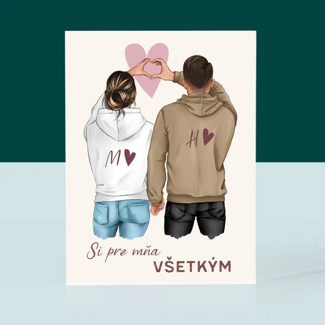 Tvorenie Postavy: Pár Srdce - Akrylový Blok (Vertikálne)