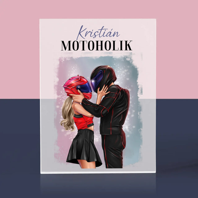 Tvorenie Postavy: Motoholik - Akrylový Blok (Vertikálne)