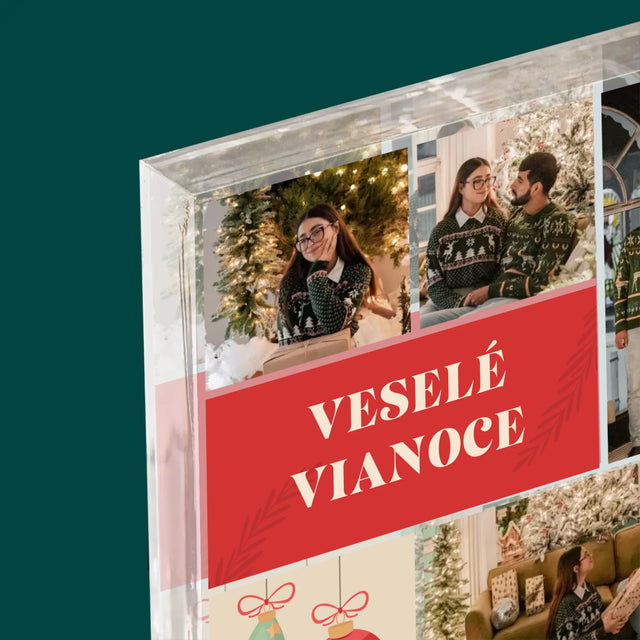 Fotokoláž: Vianočné Fotografie - Akrylový Blok (Vertikálne)