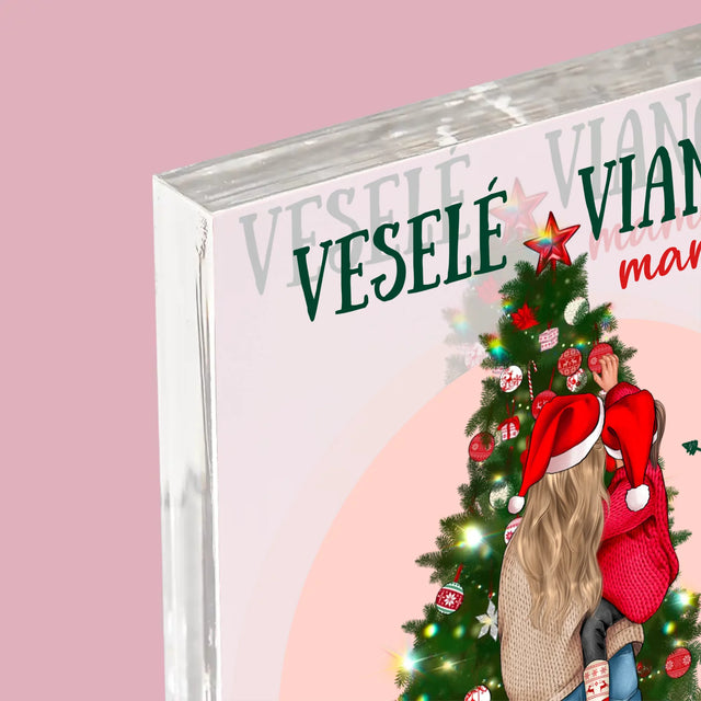Tvorenie Postavy: Veselé Vianoce Maminka - Akrylový Blok (Vertikálne)