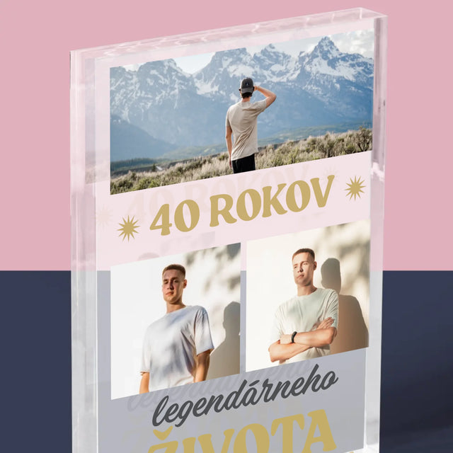 Fotokoláž: 40 Rokov Legendárneho Života - Akrylový Blok (Vertikálne)