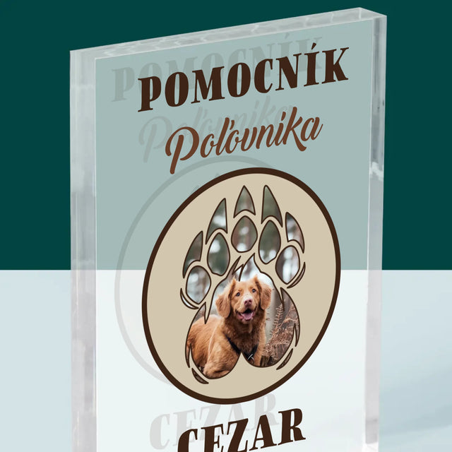 Tvar Z Fotografií: Pomocník Poľovníka - Akrylový Blok (Vertikálne)