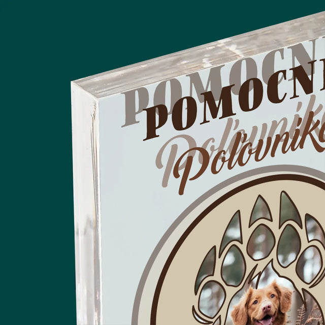 Tvar Z Fotografií: Pomocník Poľovníka - Akrylový Blok (Vertikálne)