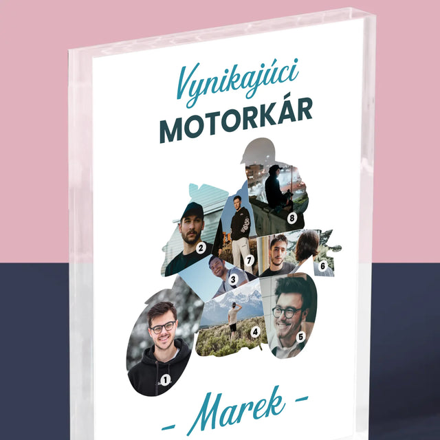 Tvar Z Fotografií: Vynikajúci Motorkár - Akrylový Blok (Vertikálne)