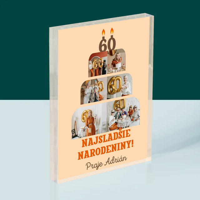 Tvar Z Fotografií: Najsladšie Narodeniny - Akrylový Blok (Vertikálne)