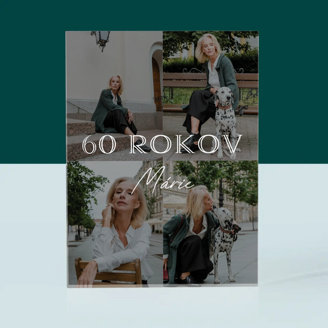 Fotokoláž: 60 Rokov Klasický - Akrylový Blok (Vertikálne)