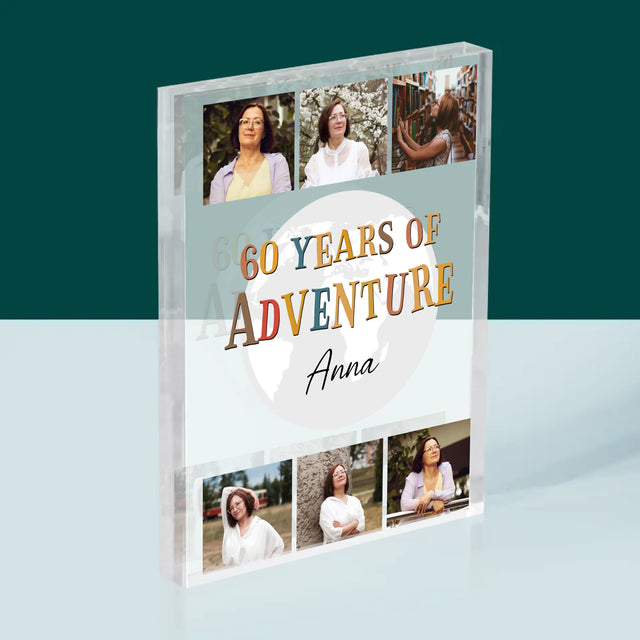 Fotokoláž: 60 Years Of Adventure - Akrylový Blok (Vertikálne)
