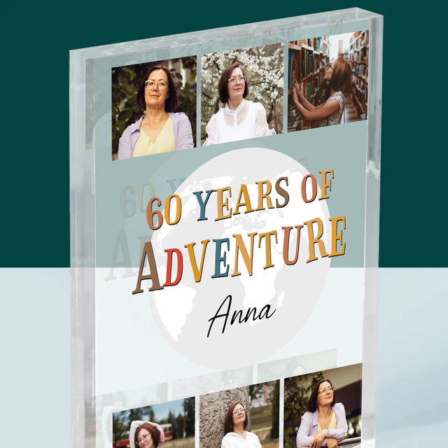 Fotokoláž: 60 Years Of Adventure - Akrylový Blok (Vertikálne)