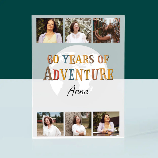 Fotokoláž: 60 Years Of Adventure - Akrylový Blok (Vertikálne)
