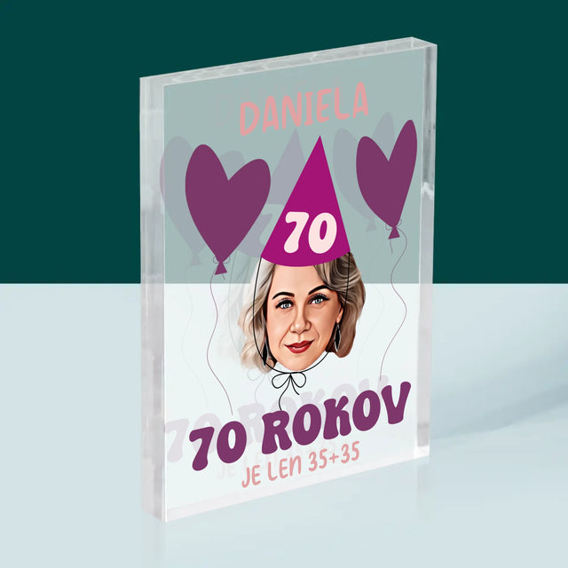 Tvoja Postava: Narodeninový Portrét - Akrylový Blok (Vertikálne)