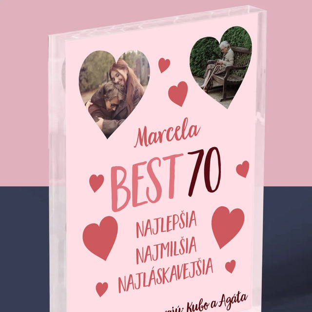 Fotokoláž: Best 70 - Akrylový Blok (Vertikálne)
