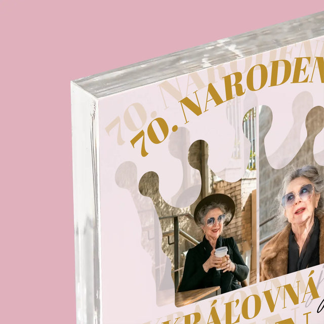Tvar Z Fotografií: 70. Narodeniny Kráľovná - Akrylový Blok (Vertikálne)