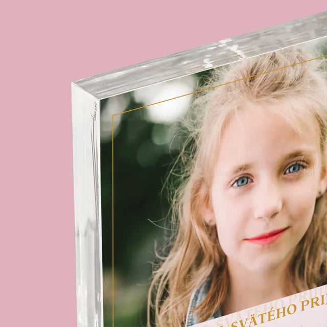 Fotografia A Podpis: Priania Pri Príležitosti Prvého Svätého Prijímania - Akrylový Blok (Vertikálne)