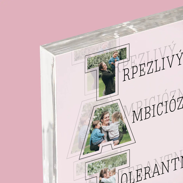 Slovo Z Fotografií: Prečo Ľúbim Ocka - Akrylový Blok (Vertikálne)
