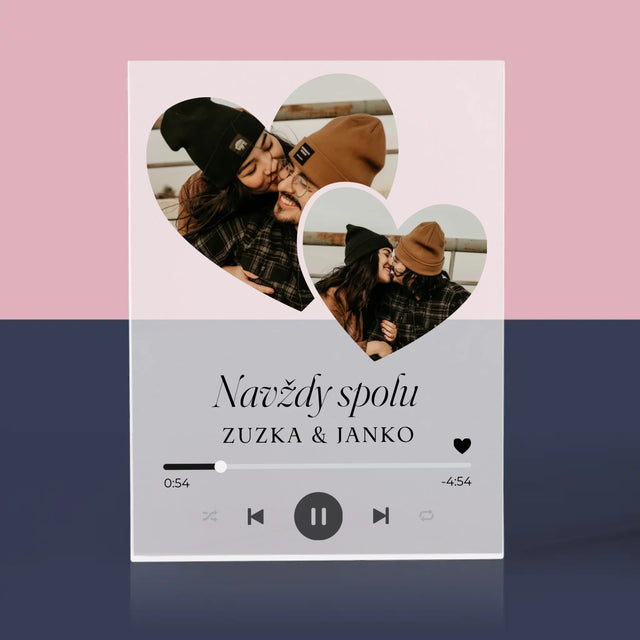Fotokoláž: Spotify Srdcia - Akrylový Blok (Vertikálne)