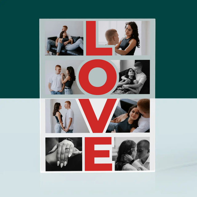 Fotokoláž: Slovo Love - Akrylový Blok (Vertikálne)