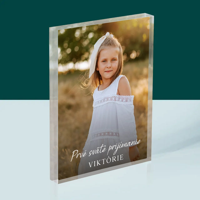 Fotografia A Podpis: Prijímanie - Akrylový Blok (Vertikálne)