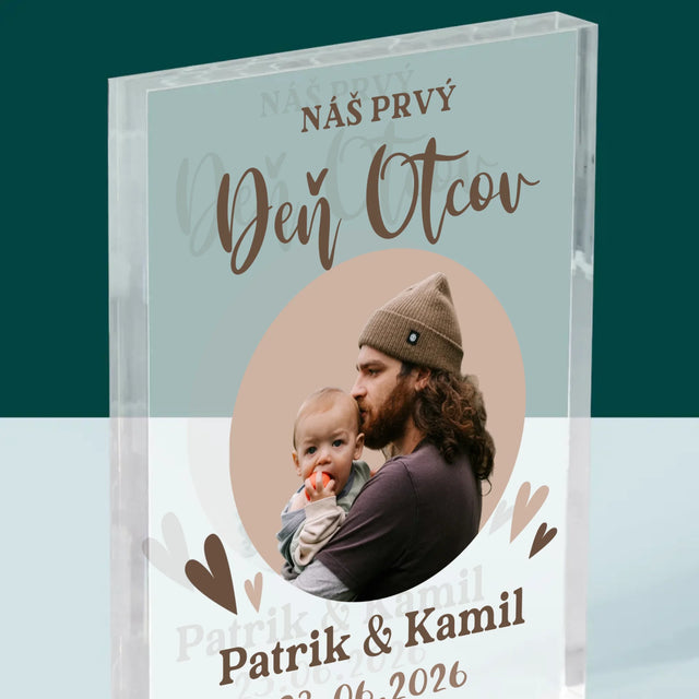 Fotografia A Podpis: Prvý Deň Otcov Fotografia V Kruhu - Akrylový Blok (Vertikálne)
