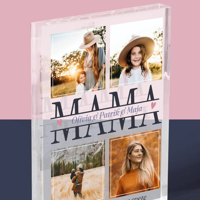Fotokoláž: Mama Mená - Akrylový Blok (Vertikálne)