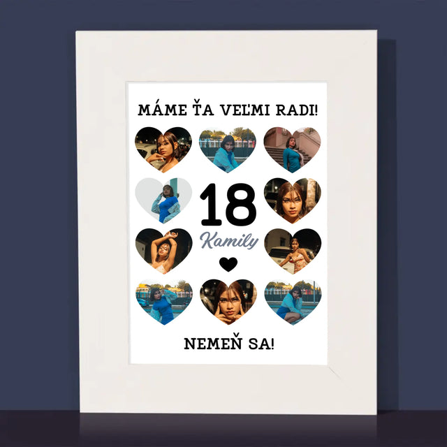 Fotokoláž: 18 Srdcia - Rámček Na Fotografiu (Vertikálne)