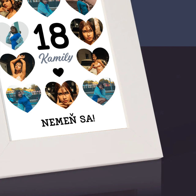 Fotokoláž: 18 Srdcia - Rámček Na Fotografiu (Vertikálne)