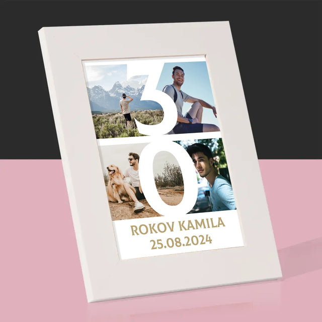 Fotokoláž: 30 Rokov Číslo Fotografie - Rámček Na Fotografiu (Vertikálne)