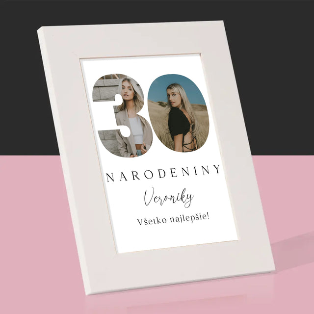 Slovo Z Fotografií: 30. Narodeniny Podpis - Rámček Na Fotografiu (Vertikálne)