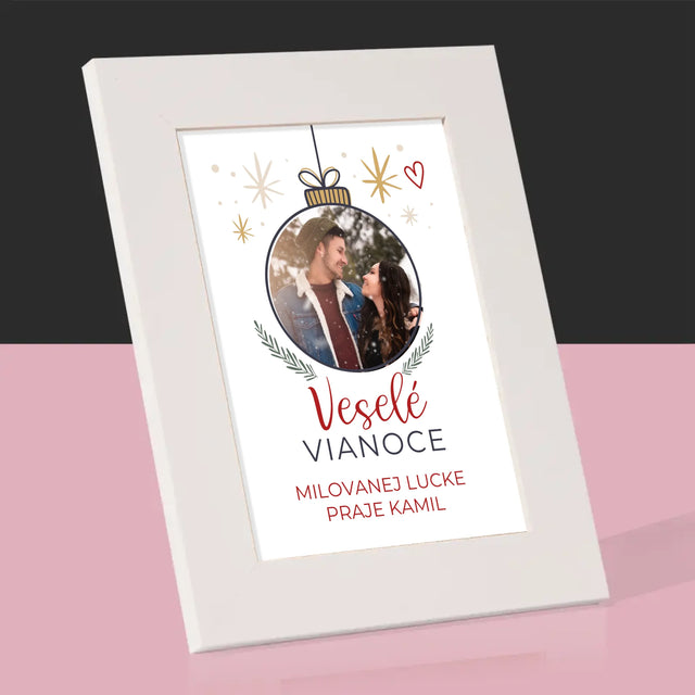 Fotografia A Podpis: Veselé Vianoce Guľa - Rámček Na Fotografiu (Vertikálne)