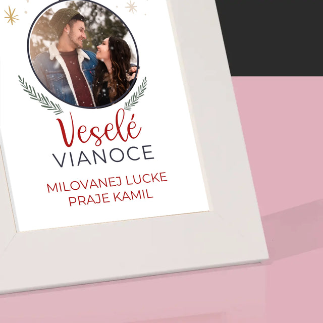 Fotografia A Podpis: Veselé Vianoce Guľa - Rámček Na Fotografiu (Vertikálne)
