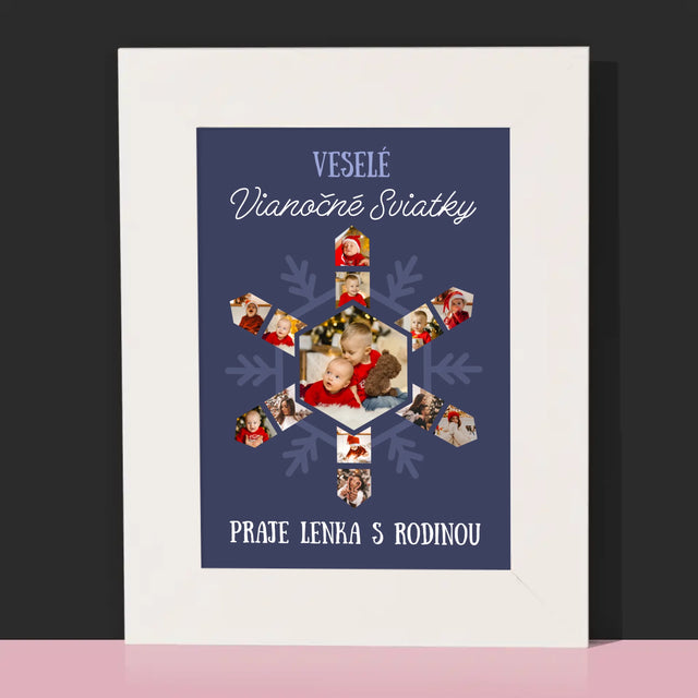 Tvar Z Fotografií: Snehová Vločka - Rámček Na Fotografiu (Vertikálne)
