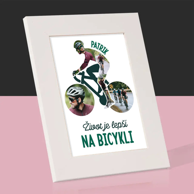 Tvar Z Fotografií: Život Je Lepší Na Bicykli - Rámček Na Fotografiu (Vertikálne)