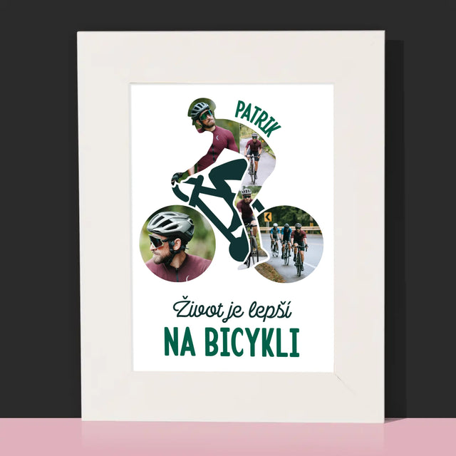 Tvar Z Fotografií: Život Je Lepší Na Bicykli - Rámček Na Fotografiu (Vertikálne)