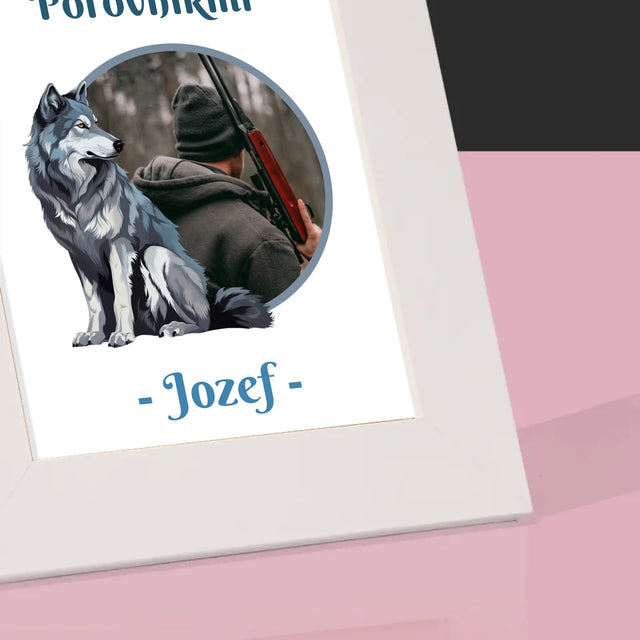Fotografia A Podpis: Vlk Medzi Poľovníkmi - Rámček Na Fotografiu (Vertikálne)