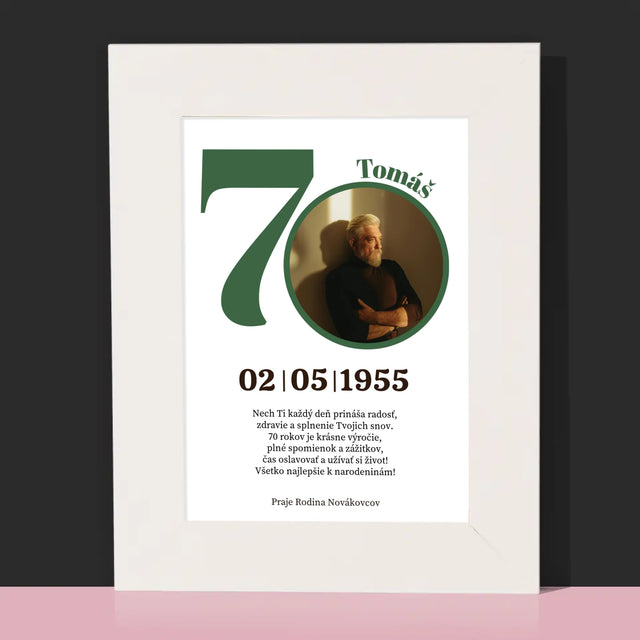 Fotografia A Podpis: 70. Narodeniny Venovanie - Rámček Na Fotografiu (Vertikálne)
