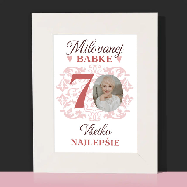 Fotografia A Podpis: Milovanej Babke, Všetko Najlepšie - Rámček Na Fotografiu (Vertikálne)