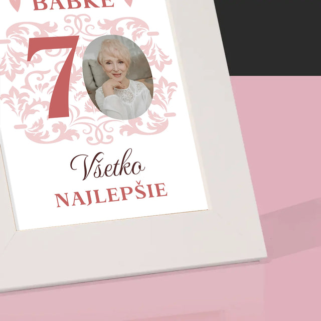 Fotografia A Podpis: Milovanej Babke, Všetko Najlepšie - Rámček Na Fotografiu (Vertikálne)