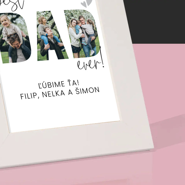 Slovo Z Fotografií: Best Dad Ever S Podpisom - Rámček Na Fotografiu (Vertikálne)