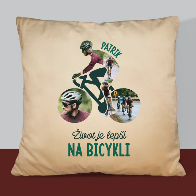 Tvar Z Fotografií: Život Je Lepší Na Bicykli - Vankúš