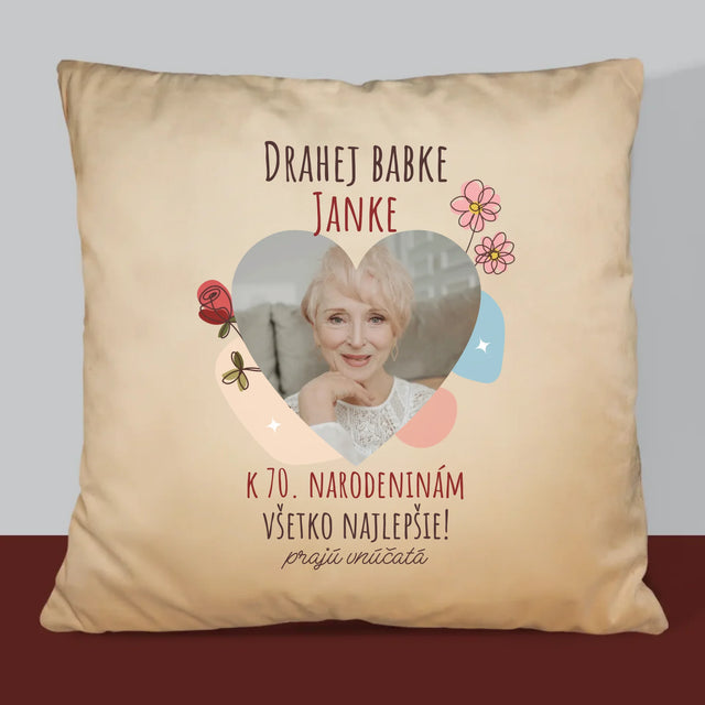 Fotografia A Podpis: Drahej Babke K Narodeninám - Vankúš