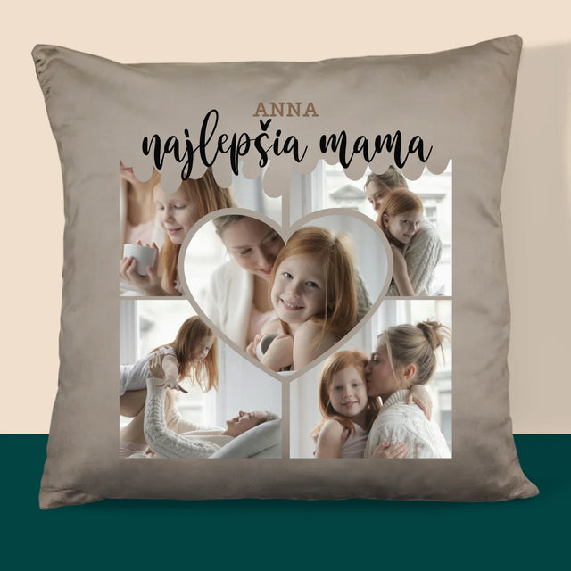 Fotokoláž: Najlepšia Mama Srdce - Vankúš