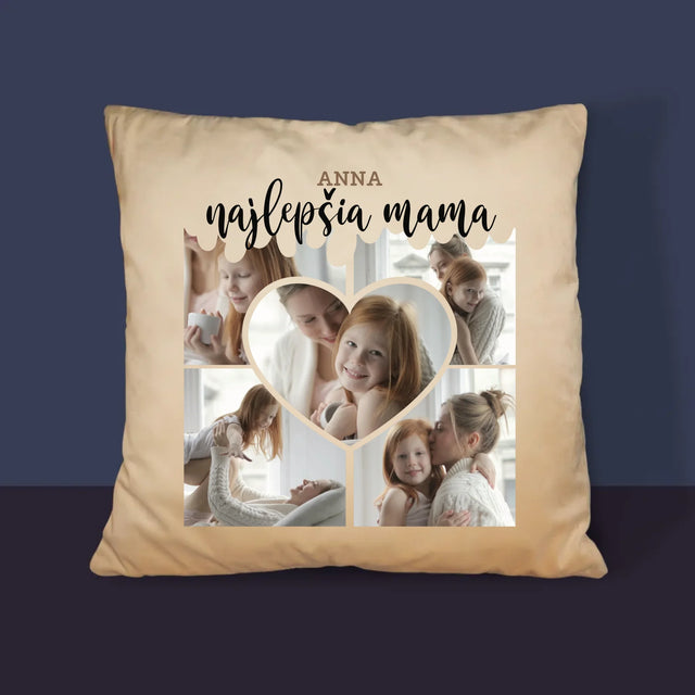 Fotokoláž: Najlepšia Mama Srdce - Vankúš