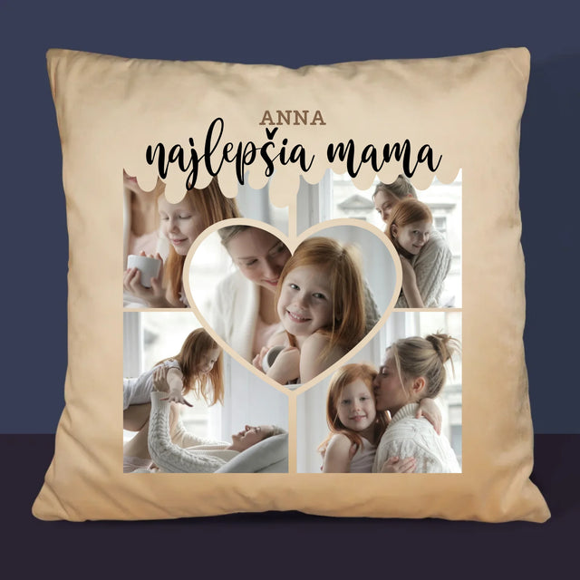 Fotokoláž: Najlepšia Mama Srdce - Vankúš