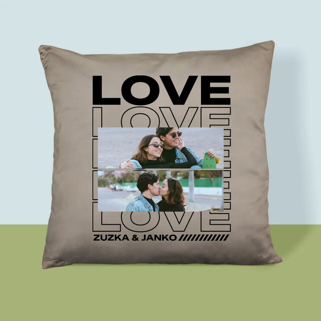 Fotokoláž: S Nápisom Love - Vankúš