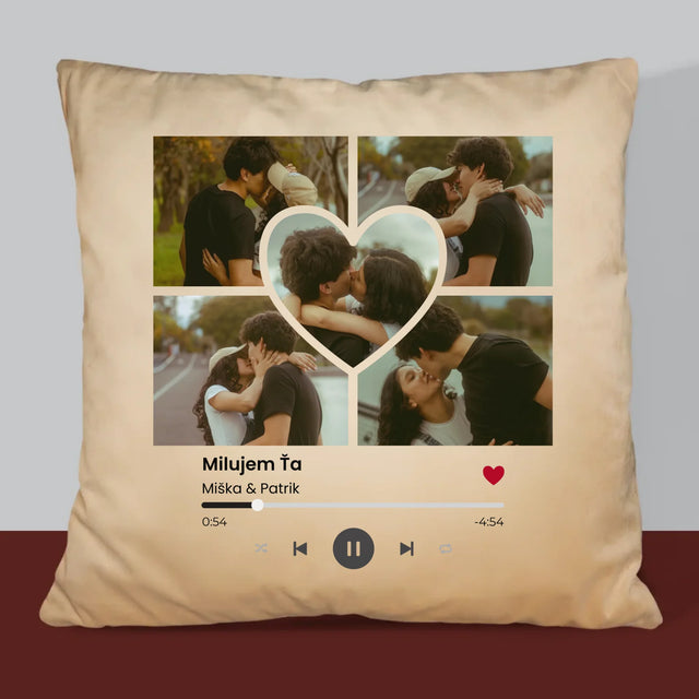 Fotokoláž: Spotify Fotografie Srdce - Vankúš