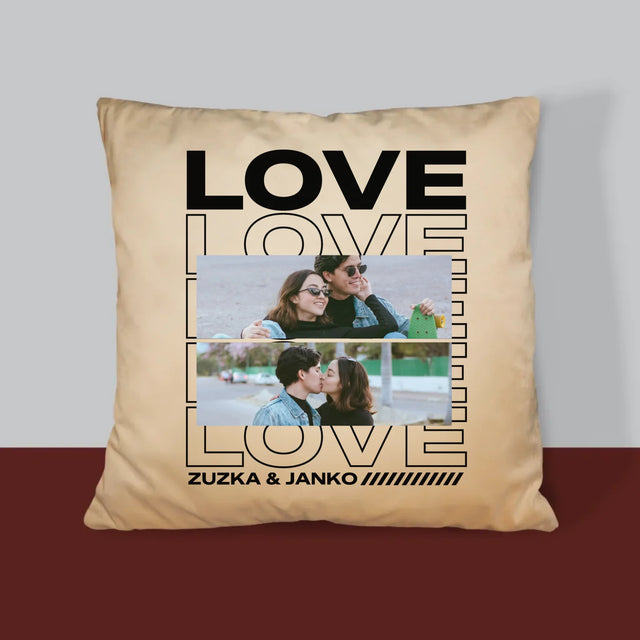 Fotokoláž: S Nápisom Love - Vankúš