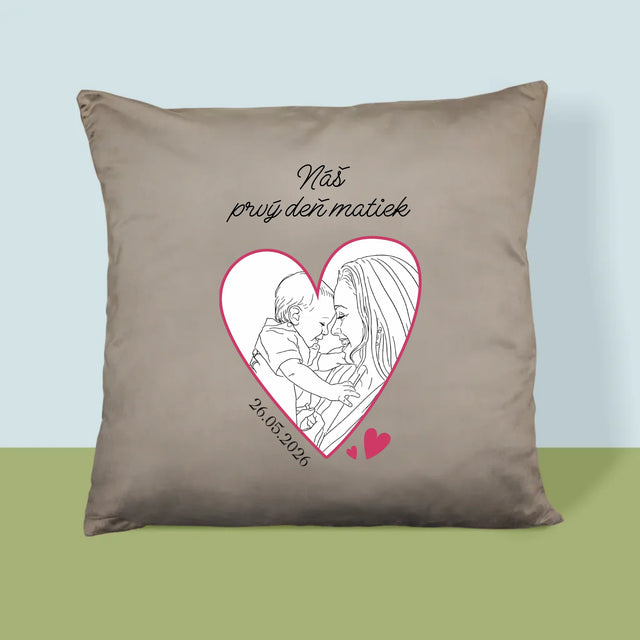 Fotografia A Podpis: Lineart Prvý Deň Matiek - Vankúš